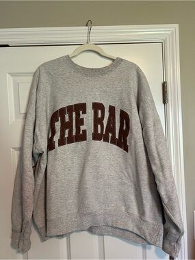 The Bar Gray Crewneck Sweatshirt with Brown Logo